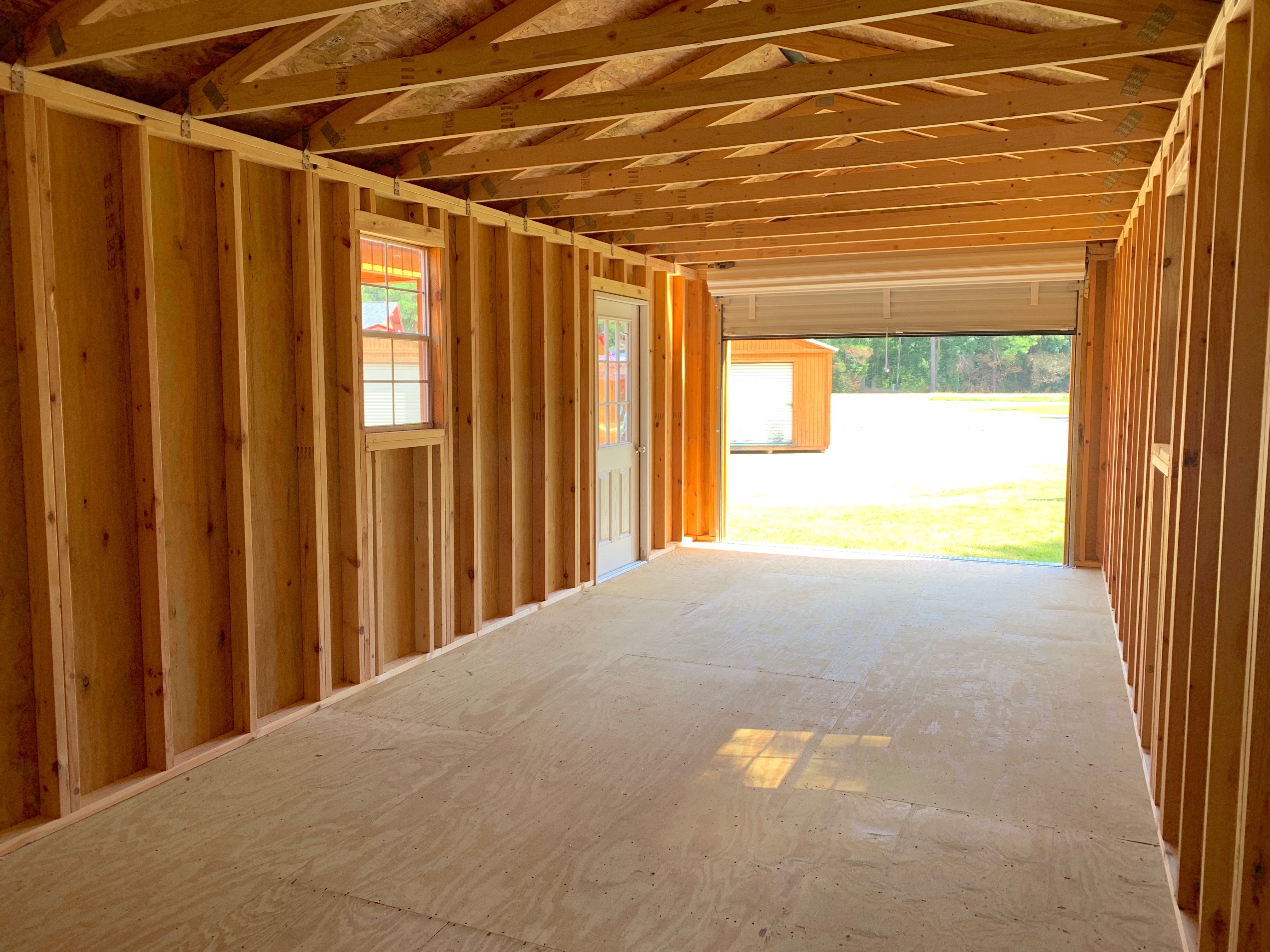 Shed With Garage Door for Sale | 12x28 Garage black roof | Ravenel ...